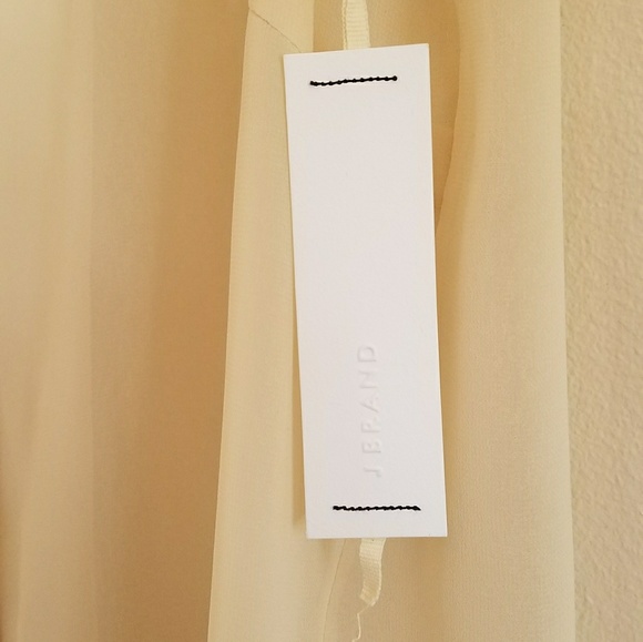 NWT J Brand sheer cream blouse with lamb leather - Picture 7 of 7